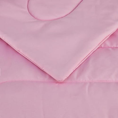 Amazon Basics 5-Piece Soft, Easy-Wash Microfiber Kid's Bed-in-a-Bag Bedding Set with Sheet and Comforter, Twin, Pink, Solid