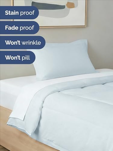 Twin Comforter Set - Ice Blue Bedding for All Seasons - 2 Piece Bed Set