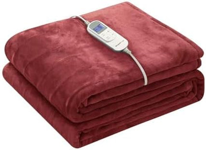 Wapaneus Heated Blanket Electric Full Size 72"x84" with 10 Heating Levels 12 Timer Settings and 8 Hours Auto-Shut Off,Flannel Fast-Heating Electric Blanket,ETL Listed Machine Washable，Red