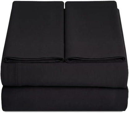 Full XL 100% Cotton Jersey Knit Sheet Set, 4PC, 15" Deep Pocket, Black