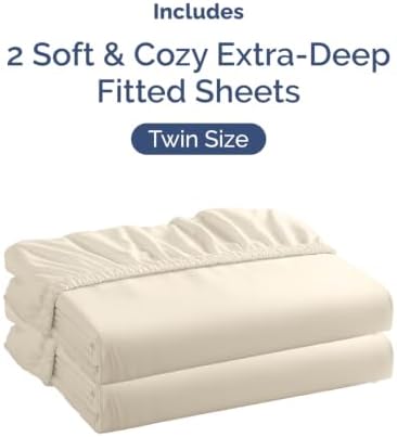 CGK Linens 2 Pack Extra Deep Twin Fitted Sheets - Off White