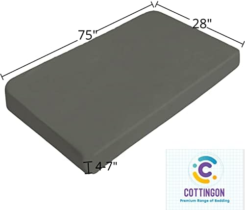 1 PC Cot Size 28" x 75" Fitted Sheet Only, 100% Egyptian Cotton, Stone Grey
