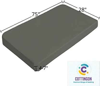 1 PC Cot Size 28" x 75" Fitted Sheet Only, 100% Egyptian Cotton, Stone Grey