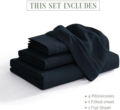 Elegant Comfort 4-Piece Bed Sheet Set - Luxury Bedding 1500 Premium Hotel Quality Microfiber, All Around Elastic 18-24 Inches Deep Fitted Sheet- Extra Deep Pocket Sheets, Twin/Twin XL, Black