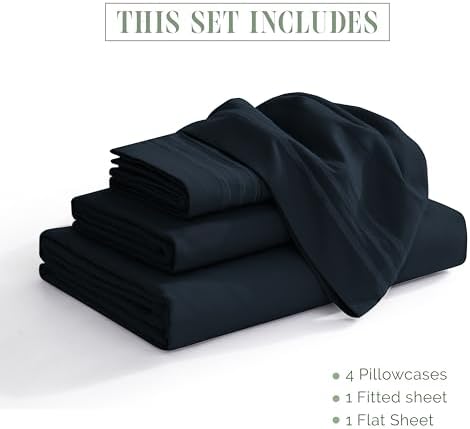 Elegant Comfort Luxury 4-Piece Bed Sheet Set - Luxury Bedding 1500 Premium Hotel Quality Microfiber, Wrinkle Resistant Cool & Breathable, Easy Elastic Fitted, Queen, Black