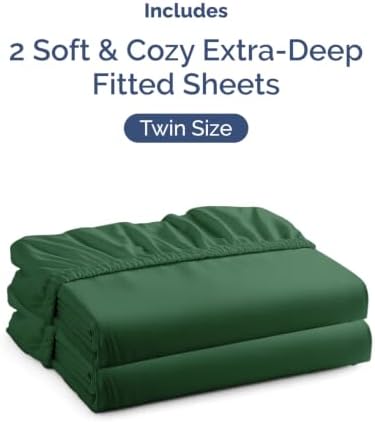 CGK Linens 2 Pack Extra Deep Twin Fitted Sheets - Emerald Green