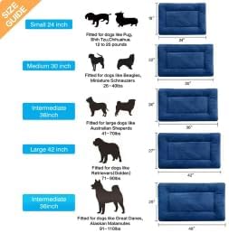 Dog Crate Pad Washable Dog Bed for Crate Medium Cozy Mat 36-Inch Navy Blue