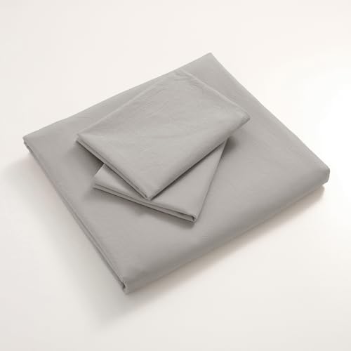 JIYUAN King Washed Cotton Duvet Cover Set, 3-Piece, Relaxed Linen Feel