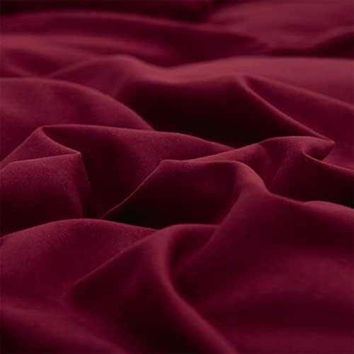 Wellboo Burgundy Red Comforter Set King Size Solid Dark Red Bedding Soft