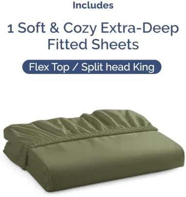 CGK Linens Extra Deep Flex Top Split Head King Fitted Sheet - Sage Green