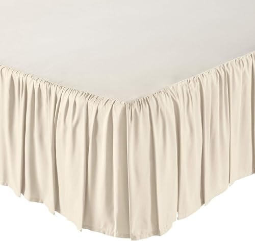 Mattress-Homes Ruffled Bed Skirt Split Corners with Platform, Tailored Fit Wrinkle Free Ultra-Soft Microfiber Dust Ruffle, Upto 21" Drop, Queen, Ivory