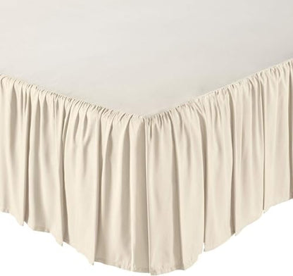 Mattress-Homes Ruffled Bed Skirt Split Corners with Platform, Tailored Fit Wrinkle Free Ultra-Soft Microfiber Dust Ruffle, Upto 21" Drop, Queen, Ivory