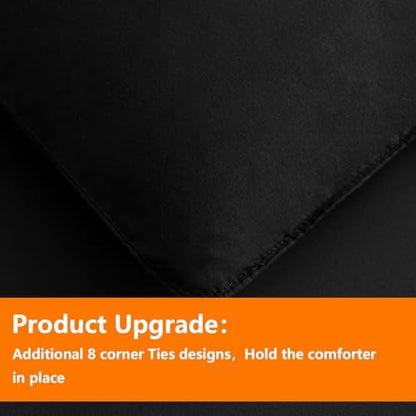 TAIMIT King Size Comforter Set - 7 Pieces, Bed in a Bag Bedding Sets with All Season Soft Quilted Warm Fluffy Reversible Comforter,Flat Sheet,Fitted Sheet,2 Pillow Shams,2 Pillowcases,Black