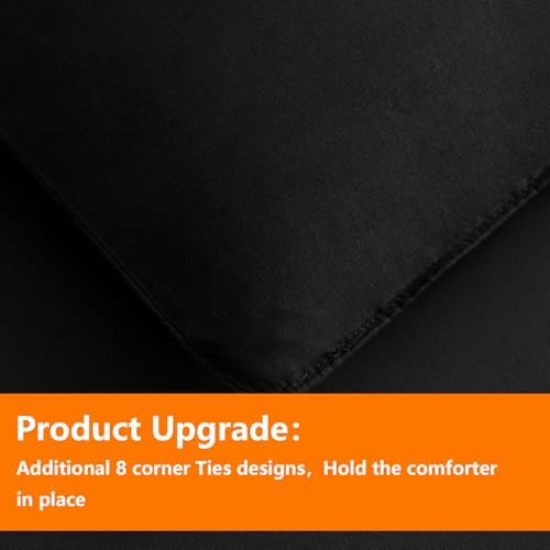 TAIMIT Queen Size Comforter Set - 7 Pieces, Bed in a Bag Bedding Sets with All Season Soft Quilted Warm Fluffy Reversible Comforter,Flat Sheet,Fitted Sheet,2 Pillow Shams,2 Pillowcases,Black