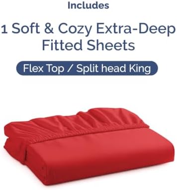 CGK Linens Extra Deep Flex Top Split Head King Fitted Sheet Only - Red