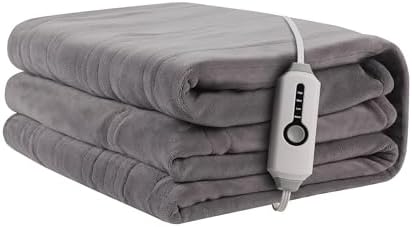 ReyyNio Electric Heated Blanket Full Size 72"x84", 10H Auto-Off, Light Gray