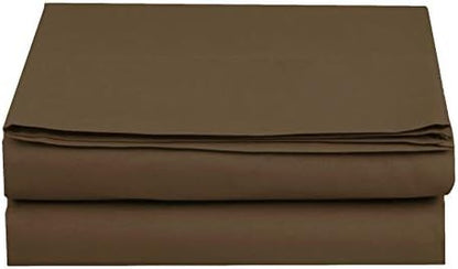 Elegant Comfort Premium Hotel Quality 1-Piece Flat Sheet, Luxury and Softest 1500 Premium Hotel Quality Microfiber Bedding Flat Sheet, Wrinkle-Free, Stain-Resistant, California King, Brown