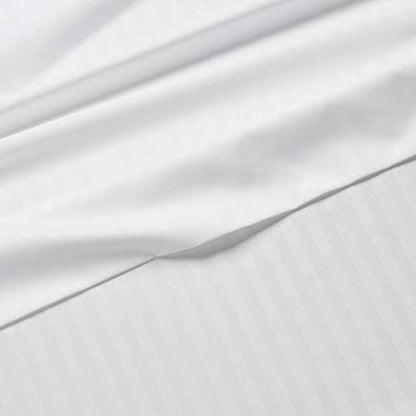 Amazon Basics Soft, Comfortable Queen Size Bed Sheets, Deluxe Microfiber, 4-Piece, Bright White Striped Temp (Pack of 2)