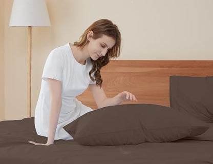 Sunflower Queen Pillowcases Set of 2, 100% Cotton Pillow Cases, Mocha Taupe