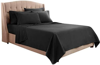 Clara Clark Full Sheets, 6 Piece Set - Hotel Luxury Bed Sheets, Super Soft Bedding Set, Full Size, Black