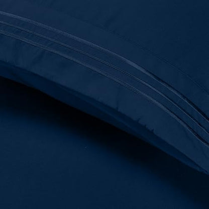 Elegant Comfort Luxury 4-Piece Bed Sheet Set - Luxury Bedding 1500 Premium Hotel Quality Microfiber, Wrinkle Resistant Cool & Breathable, Easy Elastic Fitted, Queen, Navy Blue