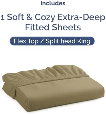 CGK Linens Extra Deep Flex Top Split Head King Fitted Sheet Only - Khaki