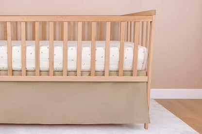 Brown Crib Skirt Neutral, Baby Crib Skirt Girl Boy, 52"x28" with 15" Drop Crib Bedskirt, Cotton Bed Skirt, Oeko TEX Certified Cribs Dust Ruffle, Crib's Accessories Boy Girl (Brown Bedskirt)