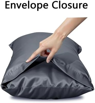 Vielit Satin Body Pillow Cover 1pc,Silky Body Pillow Pillowcase Similar to Silk Pillow Cases Soft Long Pillowcase 20x54 & Envelope Closure, for Women Men Dark Grey & 1 Satin Scunchie