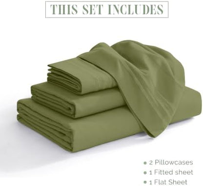 Elegant Comfort 4-Piece Bed Sheet Set - Luxury Bedding 1500 Premium Hotel Quality Microfiber, All Around Elastic 18-24 Inches Deep Fitted Sheet- Extra Deep Pocket Sheets, Full, Sage Green