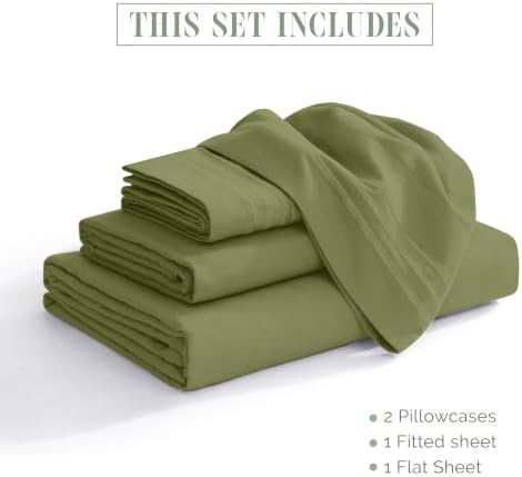 Elegant Comfort 4-Piece Bed Sheet Set - Luxury Bedding 1500 Premium Hotel Quality Microfiber, All Around Elastic 18-24 Inches Deep Fitted Sheet- Extra Deep Pocket Sheets, Queen, Sage Green