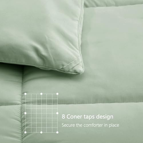 TEXARTIST Queen Comforter, All Season Down Alternative Sage Duvet Insert
