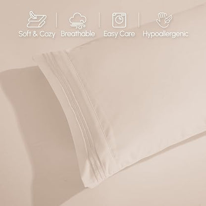 Elegant Comfort Luxury 4-Piece Bed Sheet Set - Luxury Bedding 1500 Premium Hotel Quality Microfiber, Wrinkle Resistant Cool & Breathable, Easy Elastic Fitted, Twin/Twin XL, Cream-Beige