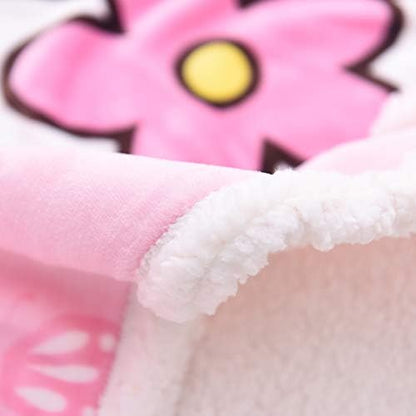 Cartoon Printing Throw Blanket for Girls Kids Adults, 40"x55", All Seasons Flannel Fleece Blanket, Soft & Warm Plush Blankets for Couch Sofa Bed Camping Travel (Pink 001)