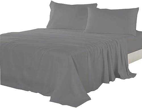 Kingnex Olympic Queen Sheets Sets 66x80 for Super Queen Bed Grey