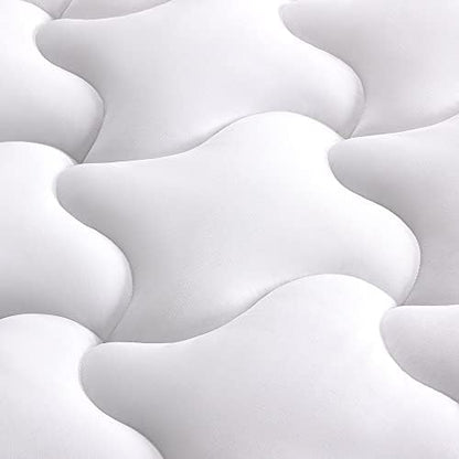 SLEEP ZONE Twin XL Mattress Pad Dorm Bedding Cooling Topper for College, Quilted Fitted Cover Washable, Soft Fluffy Down Alternative Mattress Protector, Deep Pocket 8~21 inch (White, Twin XL)