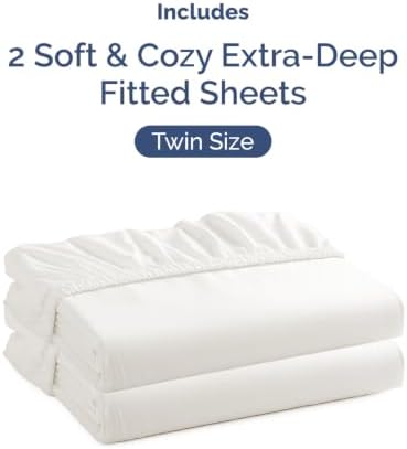 CGK Linens 2 Pack Extra Deep Twin Fitted Sheets - Antique White