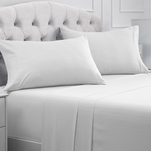 Mellanni Iconic 4-Piece, Ultra Soft Sheet Set (King, Striped White)