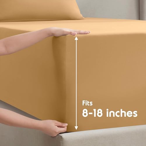 Nestl Twin XL Sheet Set - Bed Sheets - Camel Gold - 3-Piece Deep Pocket