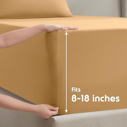 Nestl Twin XL Sheet Set - Bed Sheets - Camel Gold - 3-Piece Deep Pocket