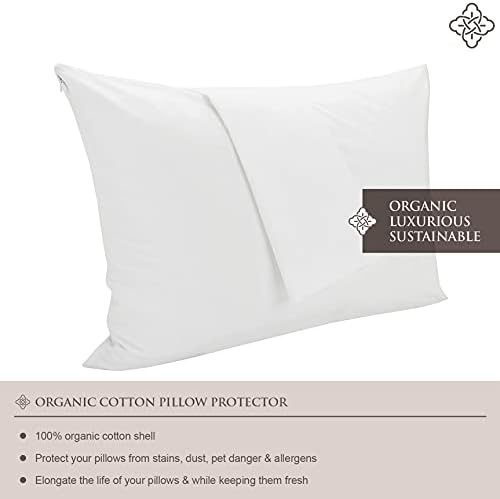 Bioweaves 100% Organic Cotton Breathable Pillow Protectors GOTS Certified with Zipped Closure – Standard, 20” x 26”, 4-Pack