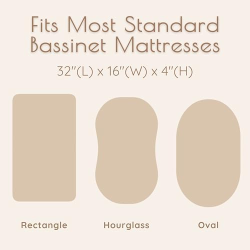 Baby Bassinet Sheets Boys –100% Muslin Bassinet Sheets Rectangle, 2 pc Bassinet Mattress Sheets, 32"x16"x 4", Oeko-TEX Certified, Bedside Bassinet Sheet (Beige + Cream)