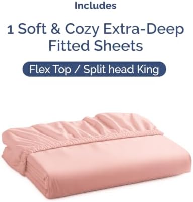 CGK Linens Extra Deep Flex Top Split Head King Fitted Sheet - Baby Pink
