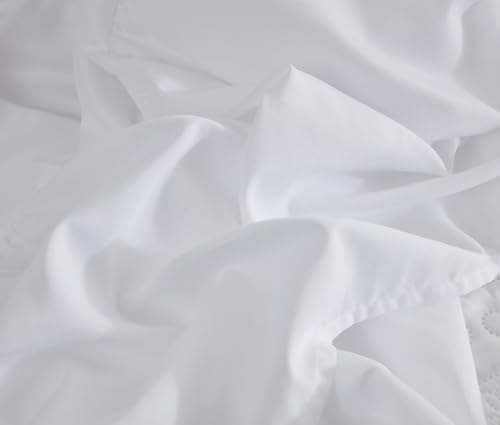CHIXIN Ruffle Skirt Bedspread Cal King Size - 30" Long Drop, Shabby Chic Style, Lightweight Bedding Cover, 3 Piece Set, Chic Layers, Pure White