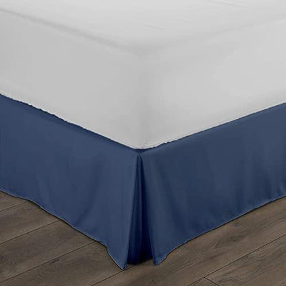 Twin XL Bed Skirt 1pc - Bed Frame and Box Spring Cover - 18-Inch Tailored Drop Pleated 800-TC Luxury Classic Look Egyptian Cotton- Easy Fit, Wrinkle, Fade, Stain Resistant