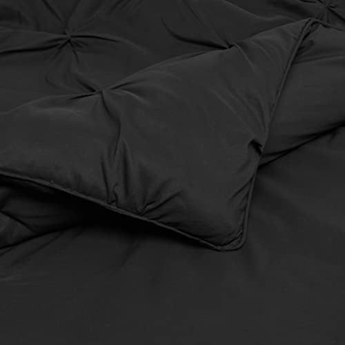 Amazon Basics 2 Piece All-Season Soft Down Alternative Lightweight Breathable Comforter Bedding Set, Pinch Pleat, Twin/TwinXL, Black, Geometric