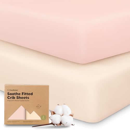 KeaBabies 2pk Organic Cotton Crib Sheets for Boys Girls 52x28, Cameo