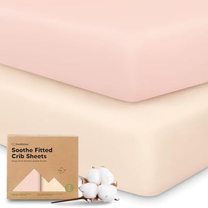 KeaBabies 2pk Organic Cotton Crib Sheets for Boys Girls 52x28, Cameo