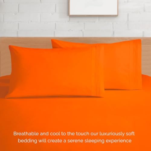 Elegant Comfort 4-Piece Bed Sheet Set - Luxury Bedding 1500 Premium Hotel Quality Microfiber, All Around Elastic 18-24 Inches Deep Fitted Sheet- Extra Deep Pocket Sheets, Queen, Persimmon