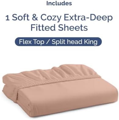 CGK Linens Extra Deep Flex Top Split Head King Fitted Sheet Only - Mauve