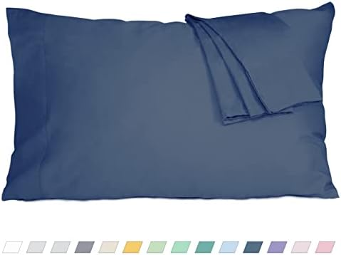 Pillow Cases King Size 100% Cotton Percale Set of 2, Crown Blue